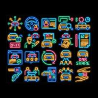 ilustração de ícone de brilho neon de negócios de compartilhamento de carros vetor