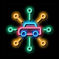 rede universal de ilustração de ícone de brilho neon de carros vetor