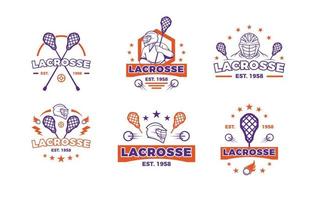 conjunto de logotipo do esporte lacrosse vetor