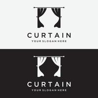 cortina de luxo criativa ou design de modelo de logotipo de cortina para teatro, casa, hotel e apartamento. vetor