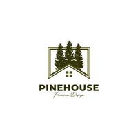 modelo de design de ilustração vetorial de logotipo de pinheiro imobiliário, pinheiro com design de vetor de logotipo de residência de casa