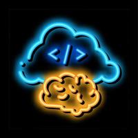 ilustração do ícone de brilho neon de separação de nuvem cerebral vetor