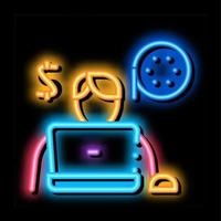 ilustração de ícone de brilho neon de vendas de disco vetor