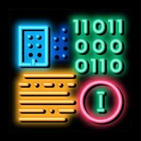 ilustração de ícone de brilho neon de informação binária vetor