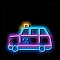 ilustração de ícone de brilho neon de táxi de ônibus vetor