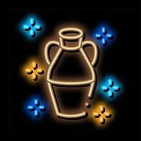 ilustração de ícone de brilho neon de vaso de barro acabado vetor