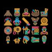 ilustração do ícone de brilho neon da civilização asteca vetor