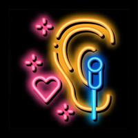 curtindo música em fones de ouvido ilustração do ícone de brilho neon vetor