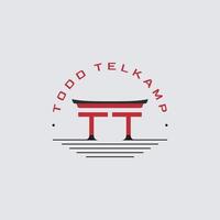 logotipo do portão torii japonês design de ilustração vetorial vintage vetor