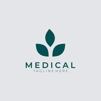 vetor de design de logotipo médico de folha orgânica