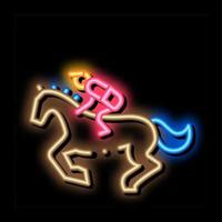 ilustração de ícone de brilho neon de cavalo correndo vetor