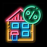 ilustração de ícone de brilho neon por cento de imposto residencial vetor