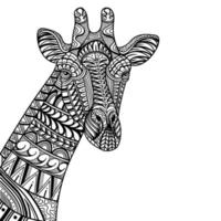 ilustração vetorial de mandala de posição lateral de cabeça de girafa vetor