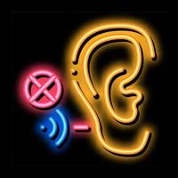 ilustração de ícone de brilho neon de deficiência auditiva vetor