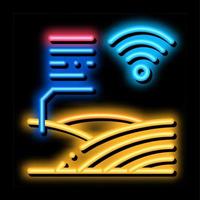 ilustração de ícone de brilho neon de fazenda inteligente vetor