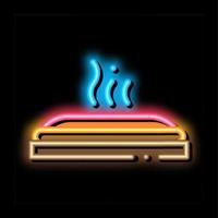 ilustração de ícone de brilho neon de pizza quente vetor