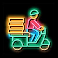 ilustração de ícone de brilho neon de entrega de pizza vetor