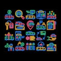 ilustração de ícone de brilho neon de loja de concessionária de carros vetor