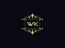 ícone do logotipo da tipografia wk, logotipo exclusivo da carta colorida de luxo da wk vetor