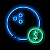ilustração de ícone de brilho neon de moeda de bola de boliche vetor