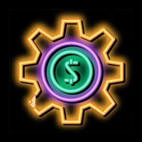 ilustração do ícone do brilho neon da moeda do dólar da engrenagem vetor