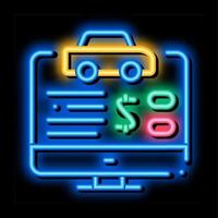 carro online comprar ilustração de ícone de brilho neon vetor