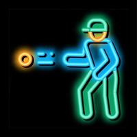 ilustração de ícone de brilho de néon de bola de arremesso de jogador vetor
