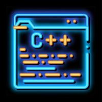 linguagem de desenvolvimento de codificação ilustração do ícone de brilho neon vetor