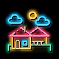 ilustração de ícone de brilho neon de paisagem residencial urbana vetor