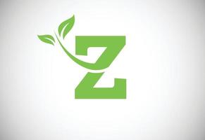 letra inicial z e logotipo da folha. conceito de logotipo ecológico. logotipo vetorial moderno para negócios ecológicos e identidade da empresa vetor