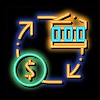 monetização moeda banco em dinheiro ilustração do ícone de brilho neon vetor