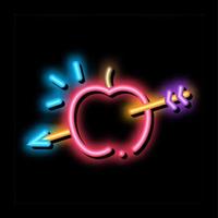 ilustração de ícone de brilho neon de flecha de tiro com arco perfurado de maçã vetor