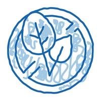 folhas de soja riscadas ícone de doodle ilustração desenhada à mão vetor
