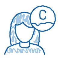 mulher e ícone de doodle de ácido ascórbico ilustração desenhada à mão vetor