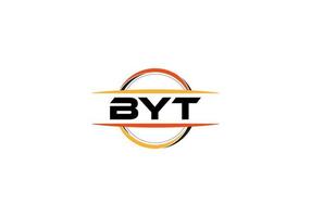 logotipo de forma de mandala de royalties de letra byt. logotipo da arte do pincel byt. byt logotipo para uma empresa, negócios e uso comercial. vetor