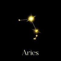 horóscopo áries constelações do signo do zodíaco de uma textura dourada sobre um fundo preto vetor