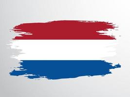 bandeira da holanda pintada com um pincel. vetor