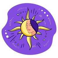 mulher com o olho fechado no vetor do círculo do símbolo do sol