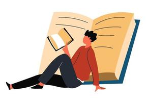 personagem masculino adulto ou estudante lendo livros