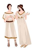 homem grego e mulher vestindo roupas tradicionais vetor