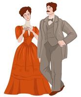 homem e mulher, casal de vetor de época art nouveau