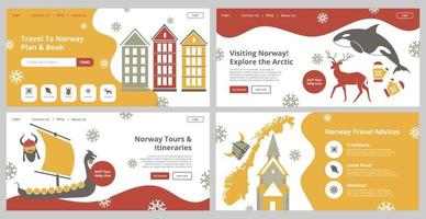 viajar para a noruega, conjunto de design de página de destino do país vetor