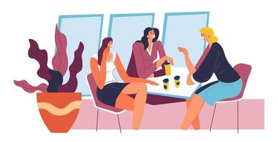 personagens femininas sentadas no café e conversando vetor