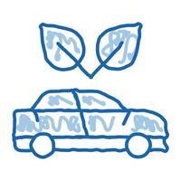 ícone de rabisco de carro de proteção ambiental eletro ecologia ilustração desenhada à mão vetor