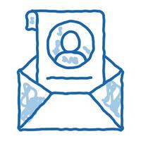 envelope com folha de informações do eleitor ícone de doodle ilustração desenhada à mão vetor