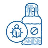 ícone de rabisco de spray de pulga ilustração desenhada à mão vetor