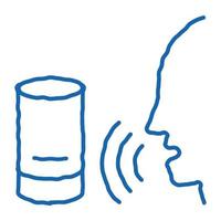 coluna de som ícone de doodle de controle de voz ilustração desenhada à mão vetor