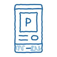 aplicativo de estacionamento na ilustração desenhada à mão do ícone do doodle do telefone vetor