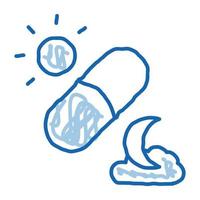 suplementos de fotossíntese e cápsulas doodle icon ilustração desenhada à mão vetor