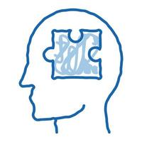 detalhe do quebra-cabeça na ilustração desenhada à mão do ícone do rabisco da mente do homem vetor